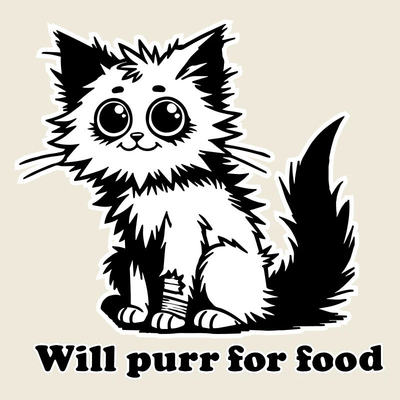 Chat sans abri - Will ronronnera pour la conception de nourriture