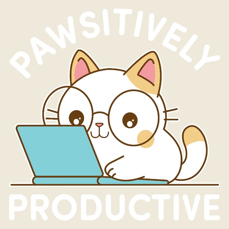 Pawsitively Productive – Kawaii Cat at Work
