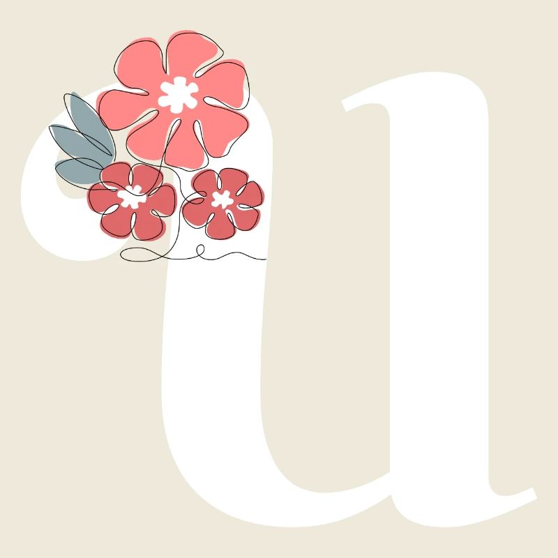 Lettre u fleurs minimalistes