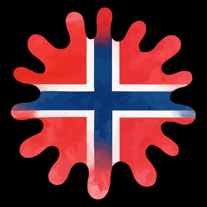 Norway Flag Paint Blobs Blobs