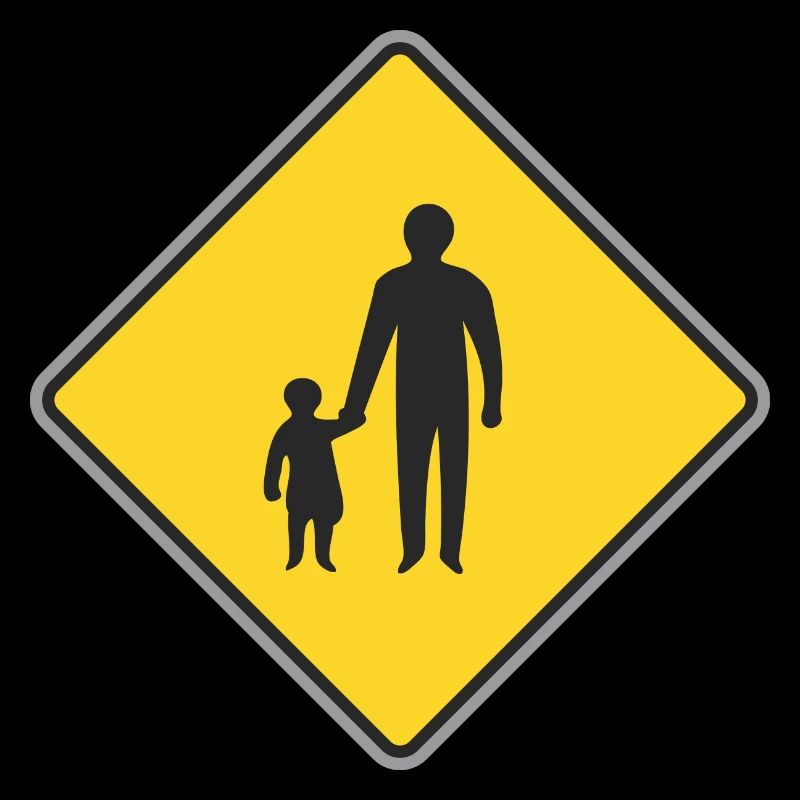 Road Sign man with child