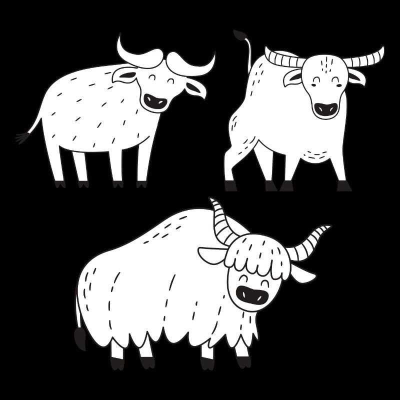 3 cows line art black and white