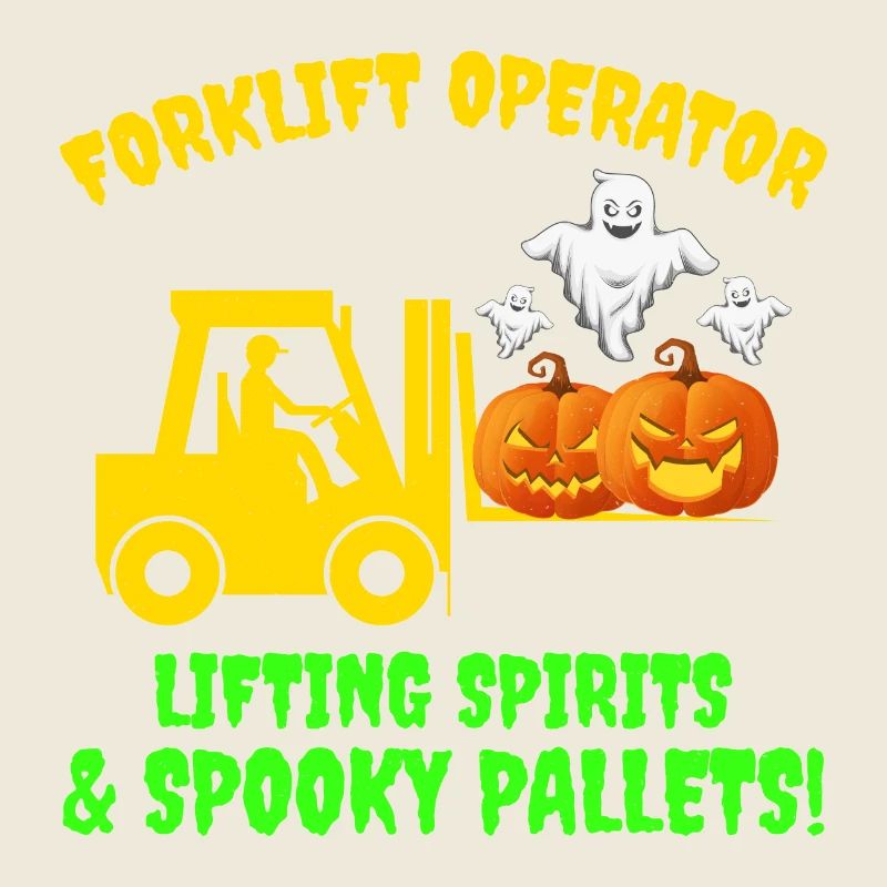Halloween Ghost Forklift Operator Pumpkin Funny