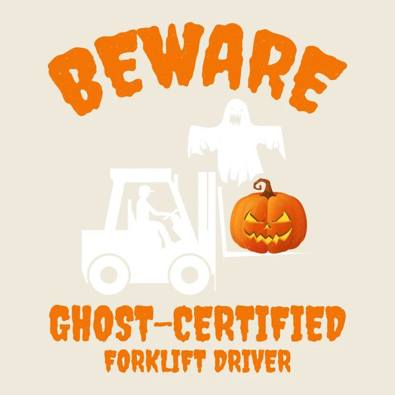 Halloween Ghost Forklift Operator Pumpkin Funny