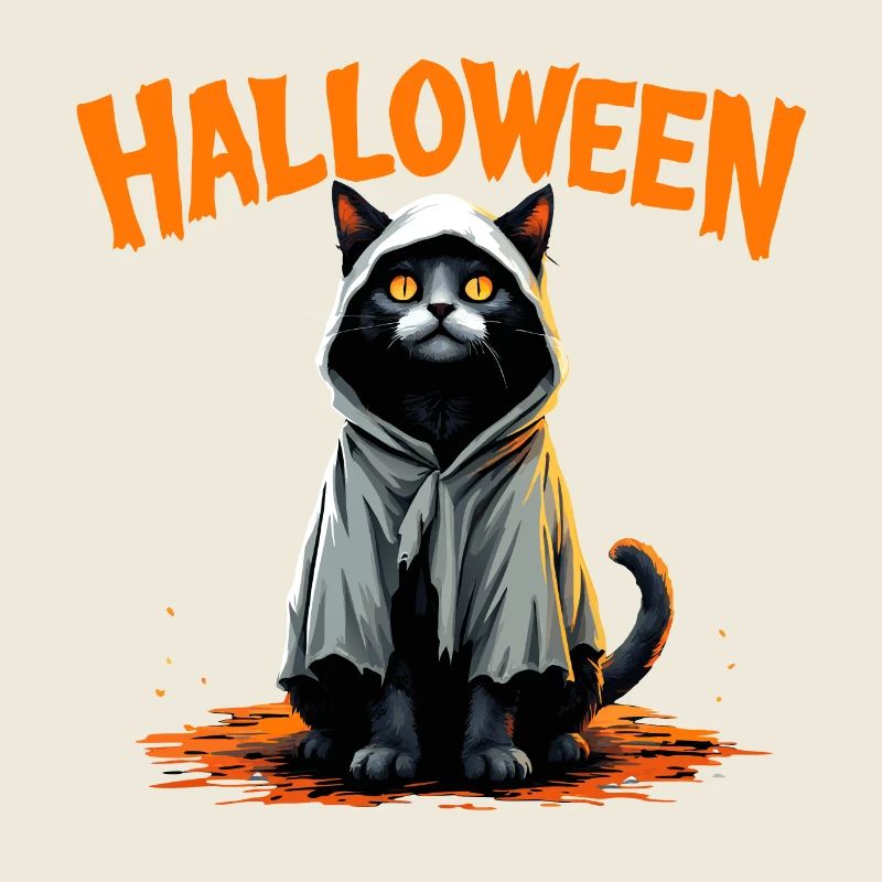 Gruselige süße schwarze Katze Halloween