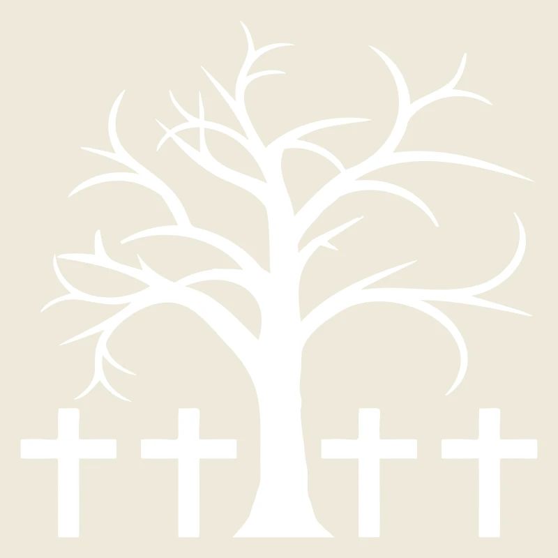 Tree Bare Winter Autumn Crosses Halloween Cemetery