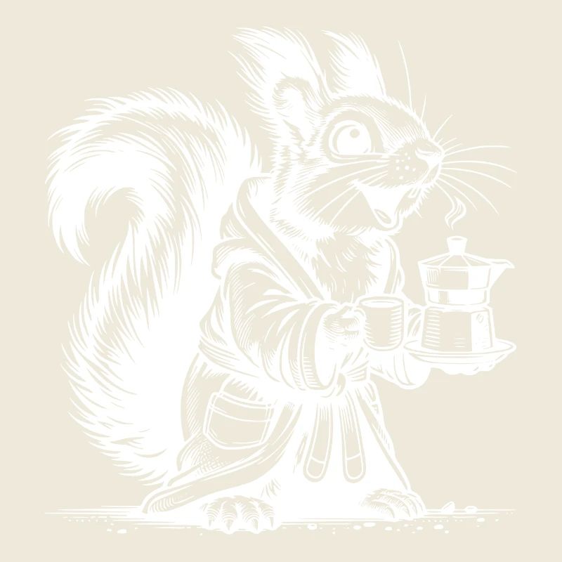 Funny squirrel with strong coffee Drawing