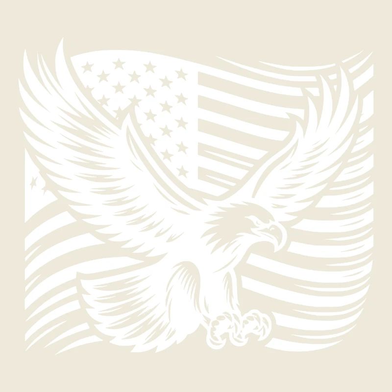 Large powerful eagle in front of the USA flag