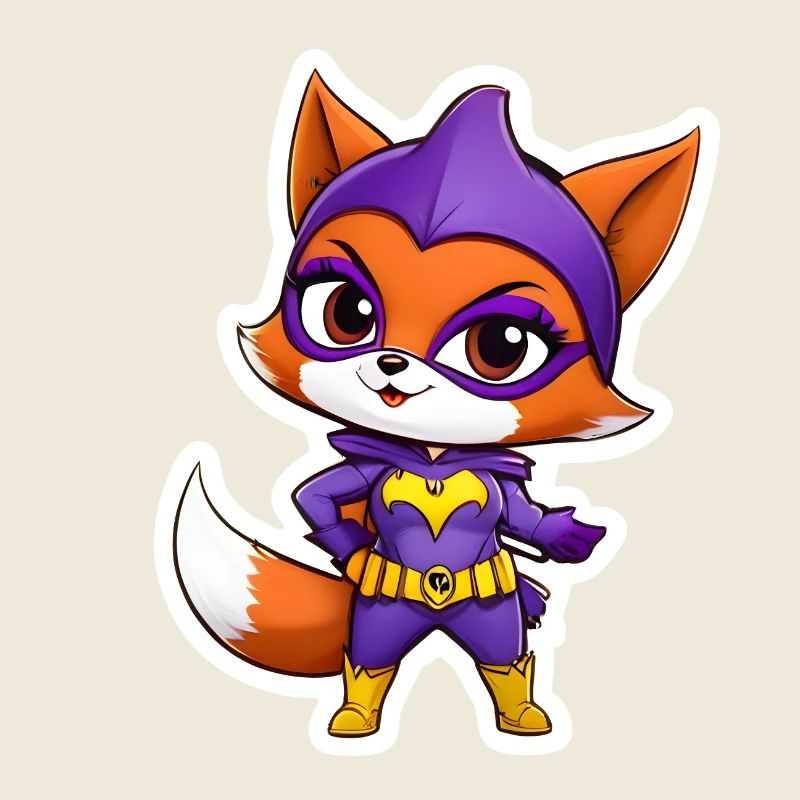 Superhero Fox - Cute Cartoon Sticker