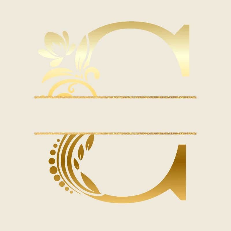 Personalisierter Buchstabe c Gold Blumen - Geschenkidee