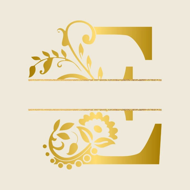 Personalisierter floraler goldener Buchstabe e - Geschenkidee