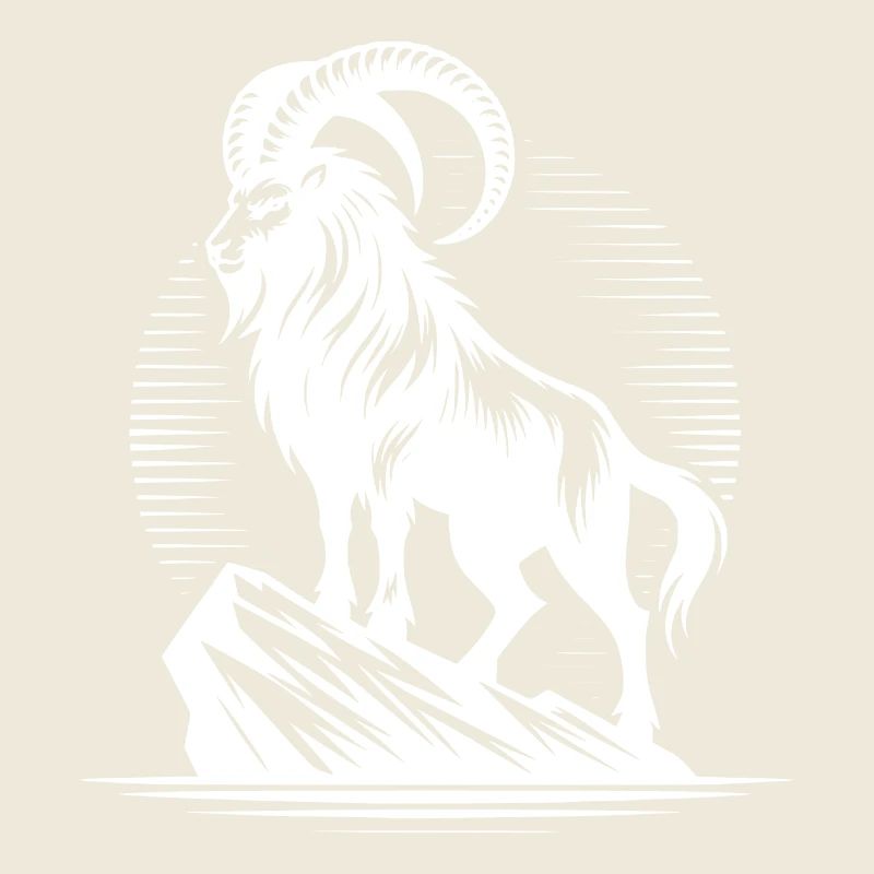 Grimmiger Steinbock mit gewaltigen Hörnern