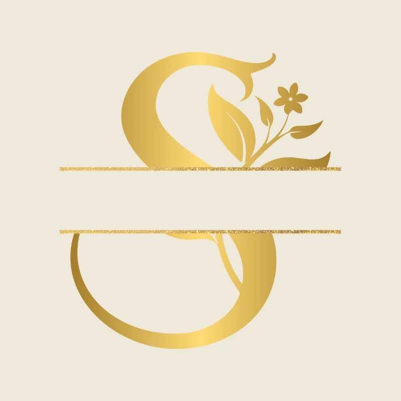 Personalized golden floral letters - gift idea