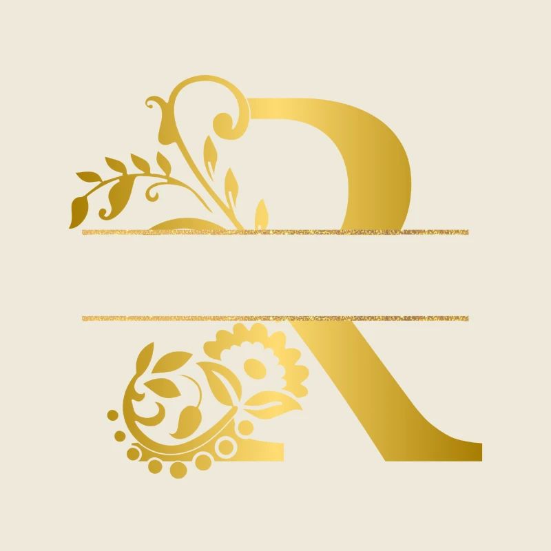 Personalisierter Buchstabe R Gold Blumen - Geschenkidee