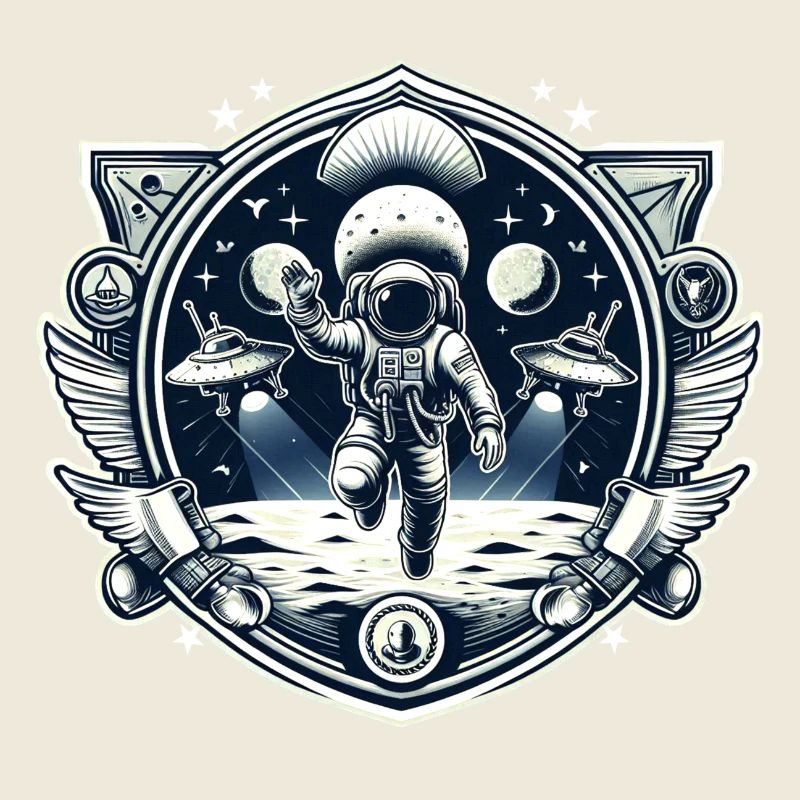 Astronaut Moon UFO Logo