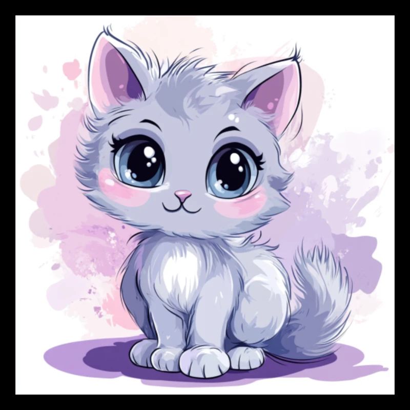 Cute Cat Anime with Big Eyes