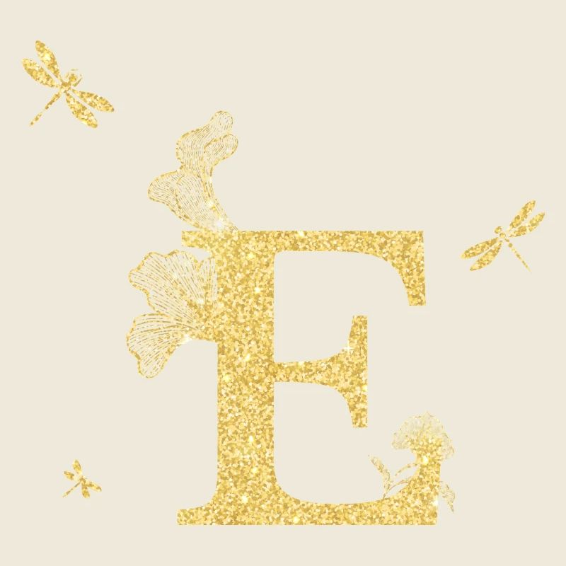 Lettre e paillettes doré libellule - idée cadeau