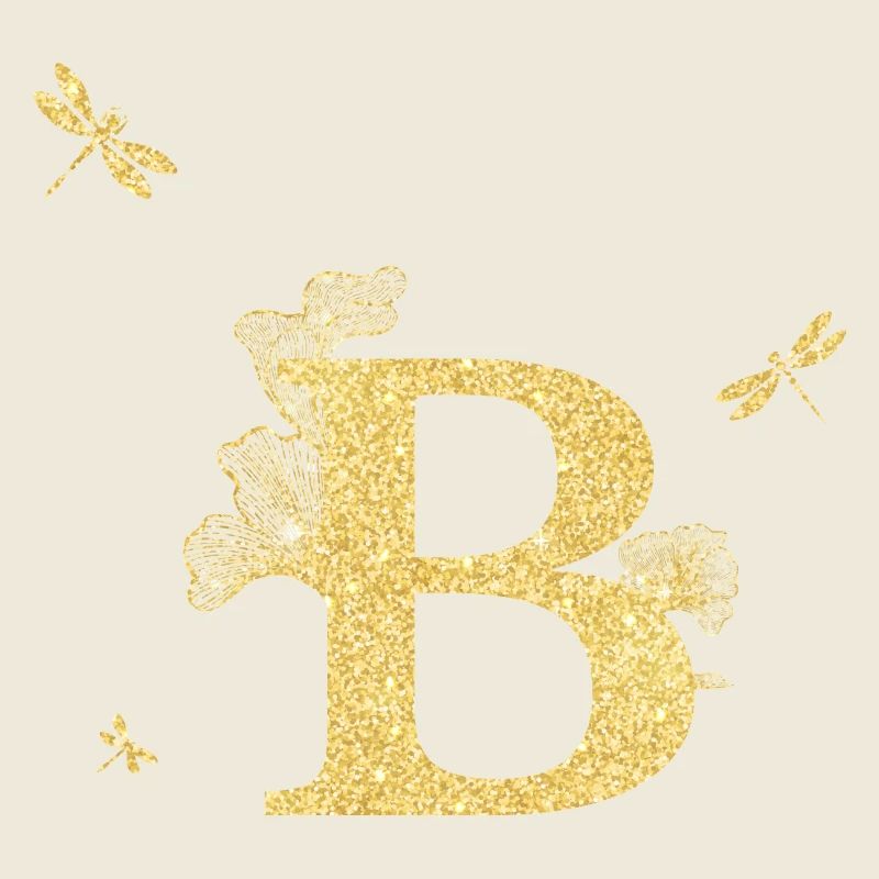 Buchstabe b Goldene Glitzerlibelle - Geschenkidee