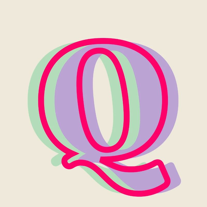 Multi-coloured letter q
