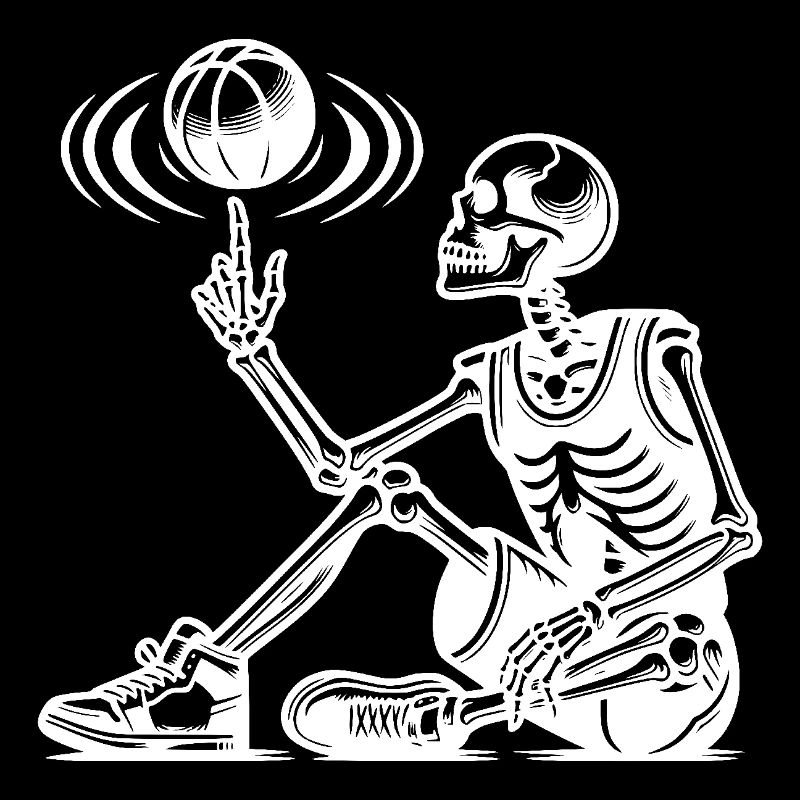 Cool Halloween skeleton playing basketball