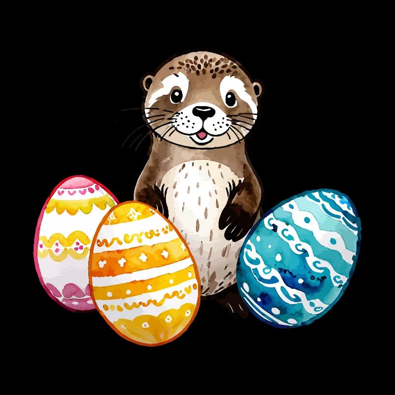Otter Easter Watercolor