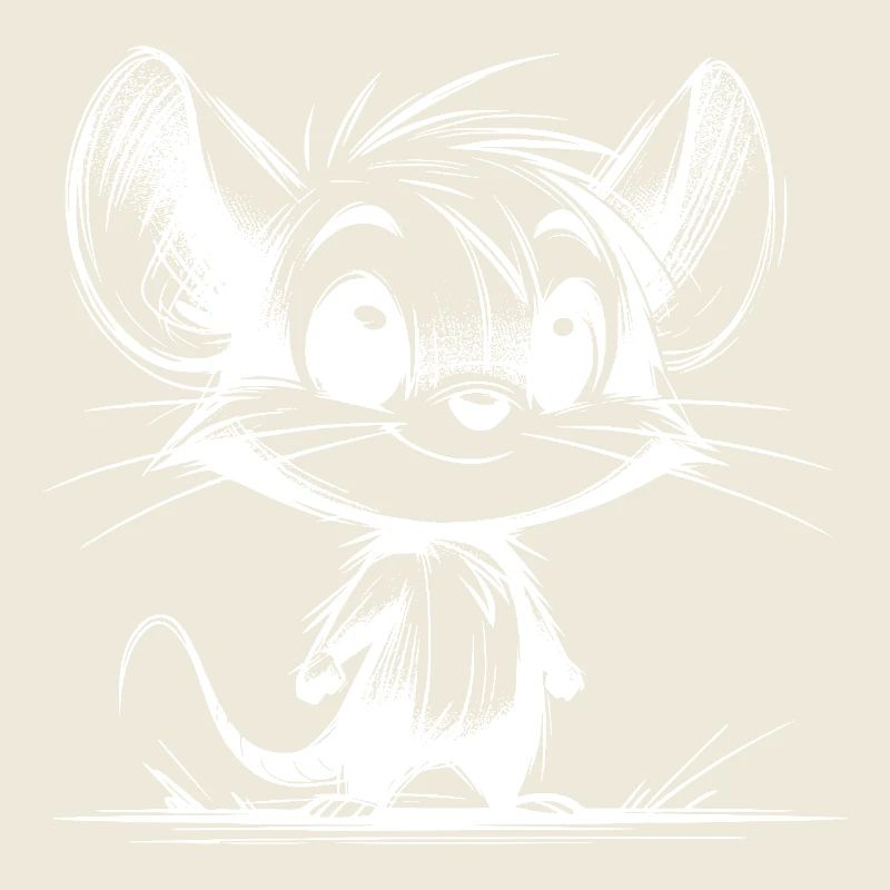 Mouse Baby and Ears Drawing Style Pencil
