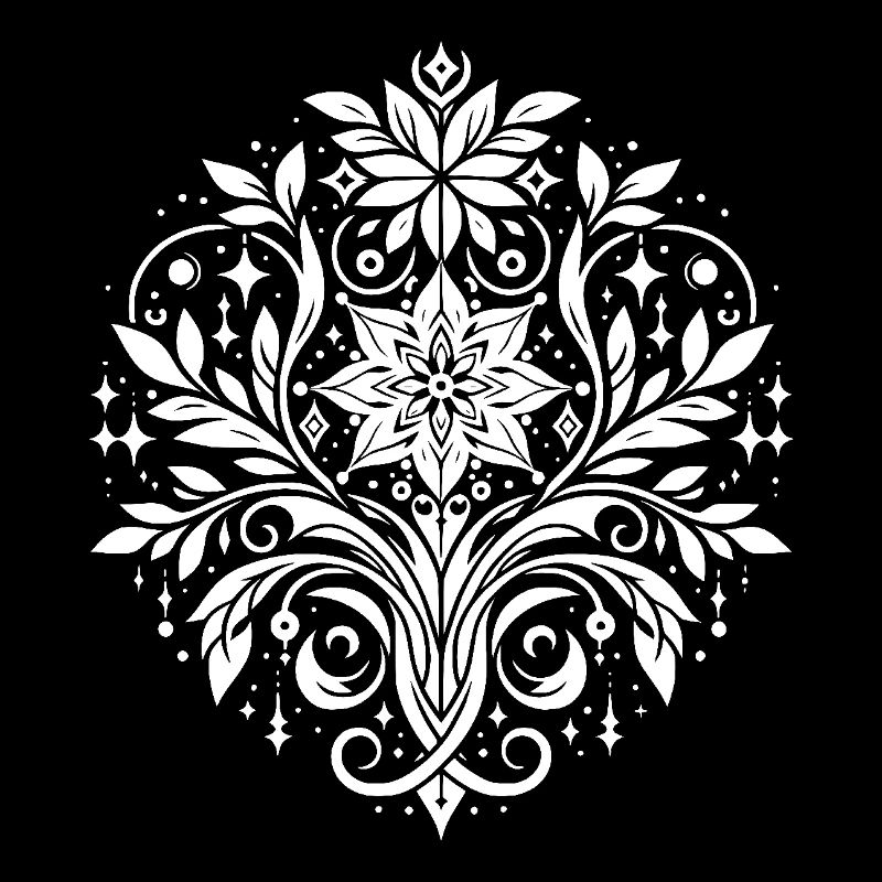 Stylish tattoo ornament with floral elements