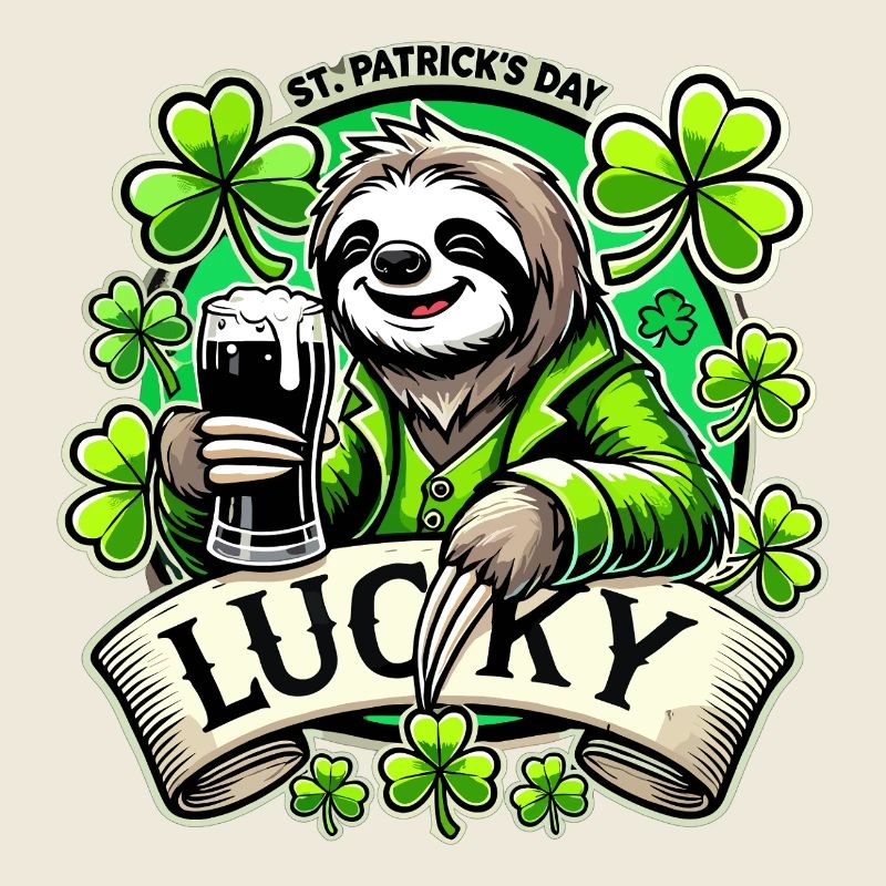 St. Patrick's Day Leprechaun Sloth Happy