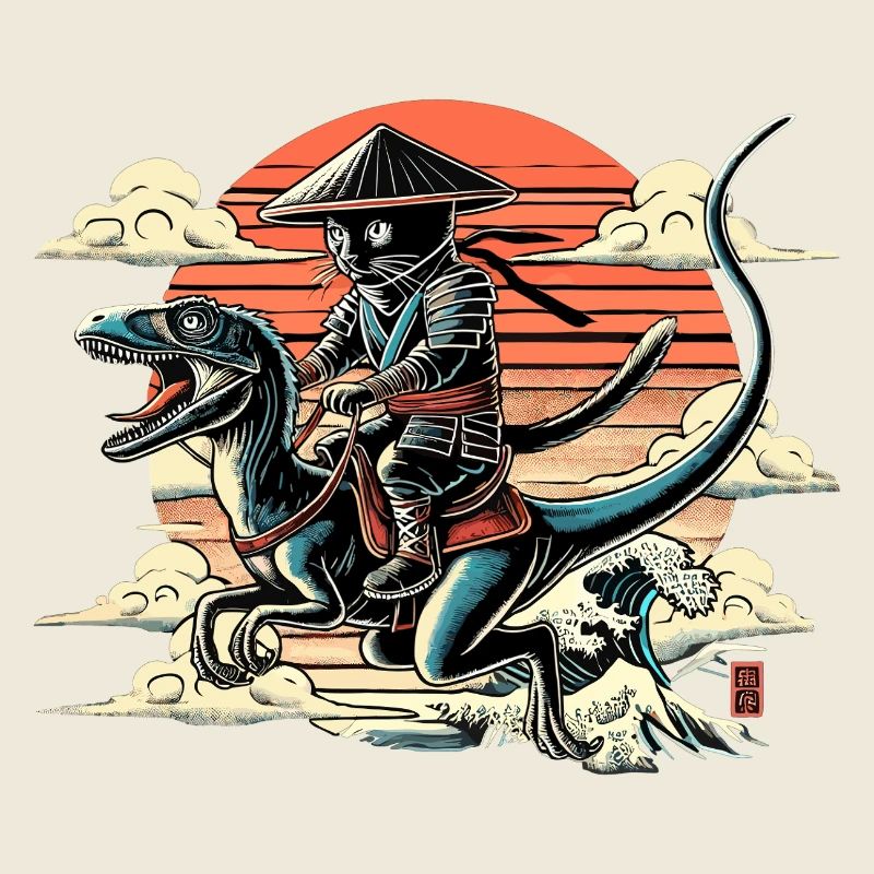 Ninja Cat Raptor Dino Cone Hat Gift