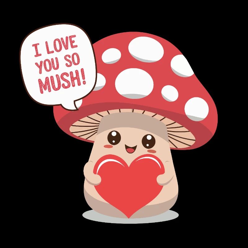 Je t’aime tellement Mush - Jeu de mots sur l’amour des champignons mignons