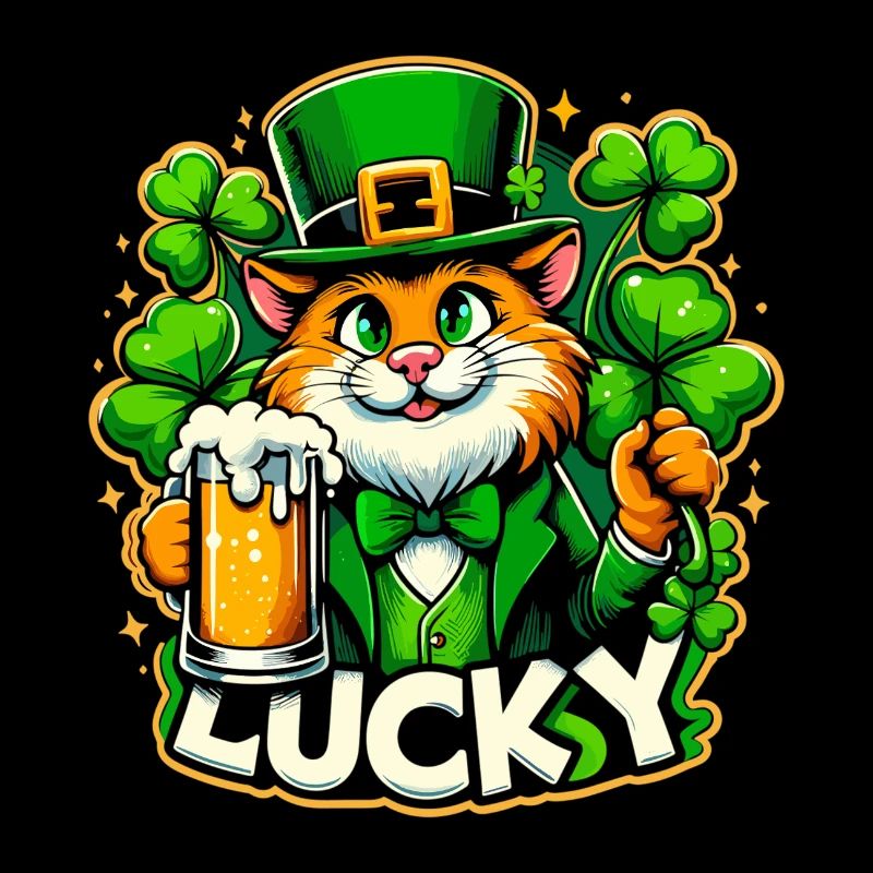St. Patrick's Day Leprechaun Cat Happy