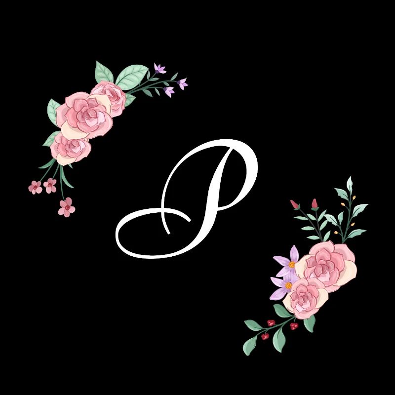 Lettre p florale rose