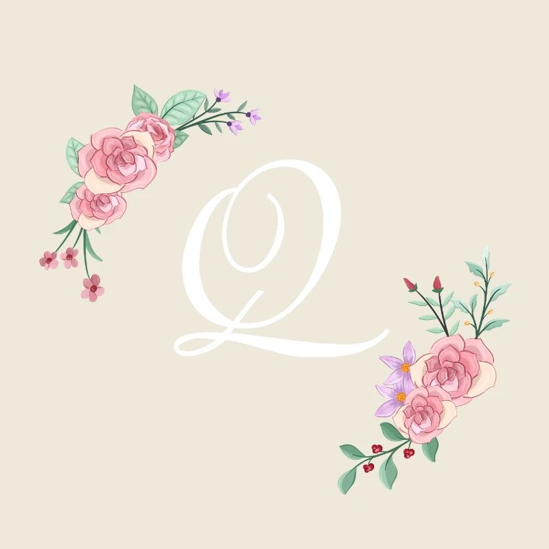 Pink floral letter q