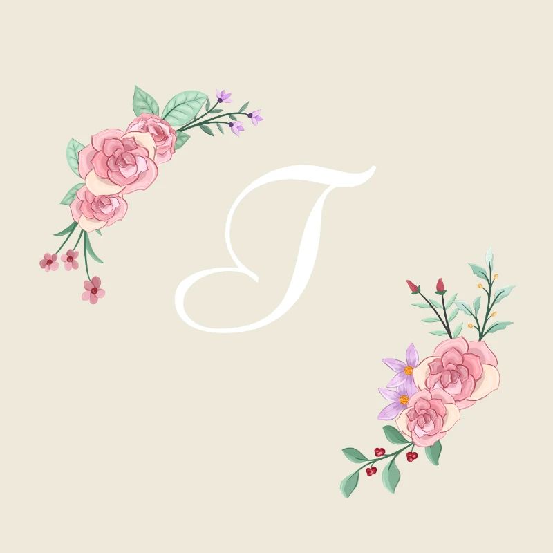 Pink floral letter t