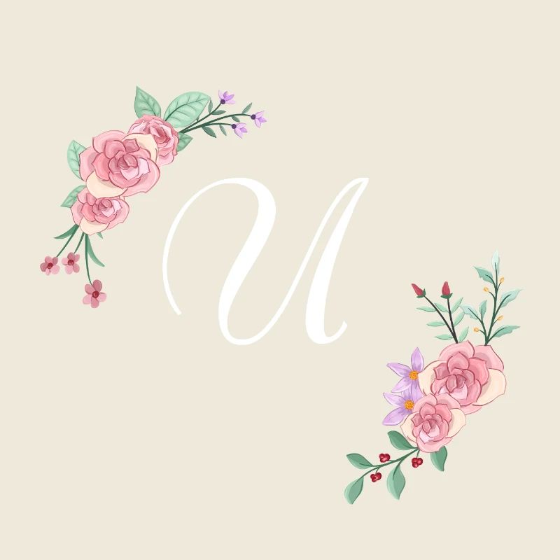 Lettre u florale rose