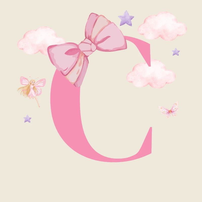 Letter c pink clouds