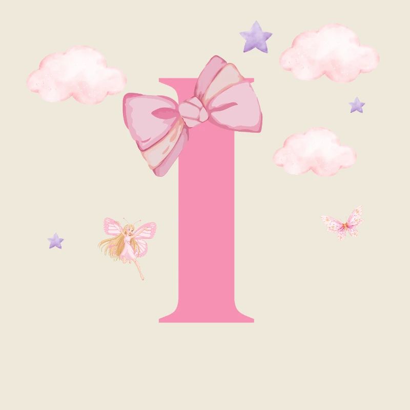 Letter i pink clouds
