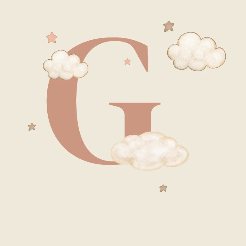 Lettre g nuages étoiles