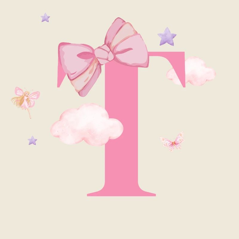 Letter t Pink Clouds