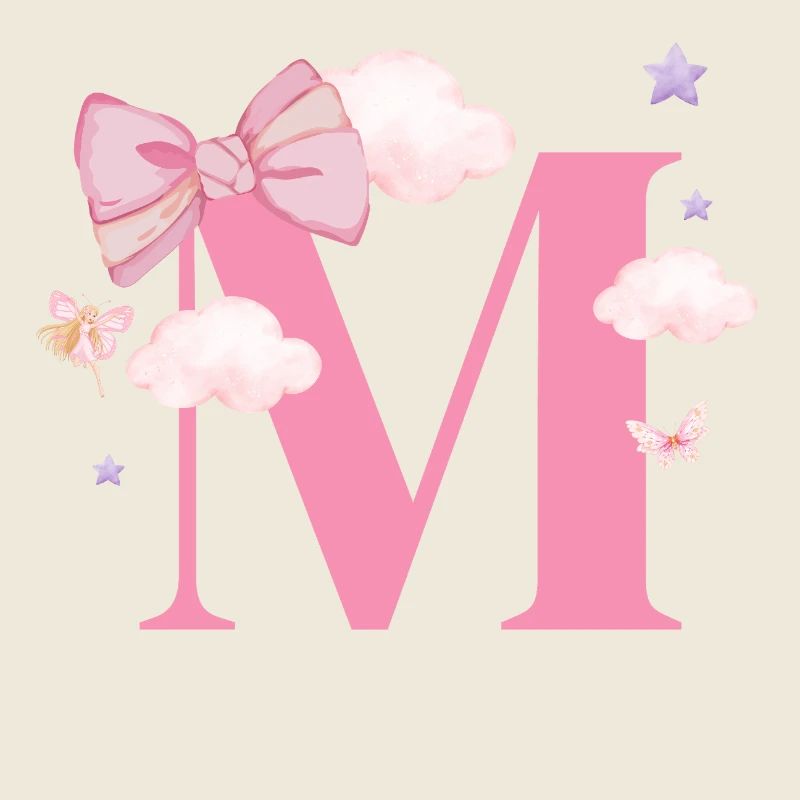 Letter m pink clouds