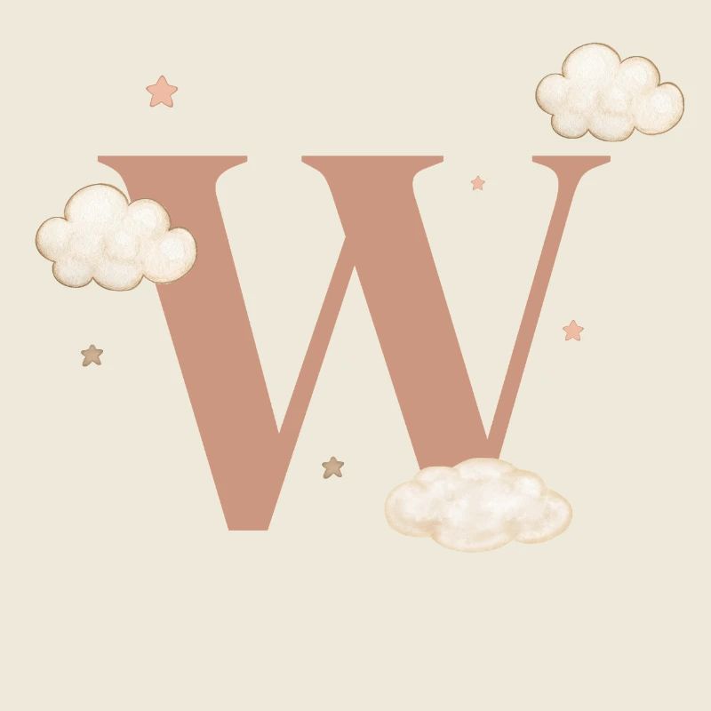 Letter w clouds stars