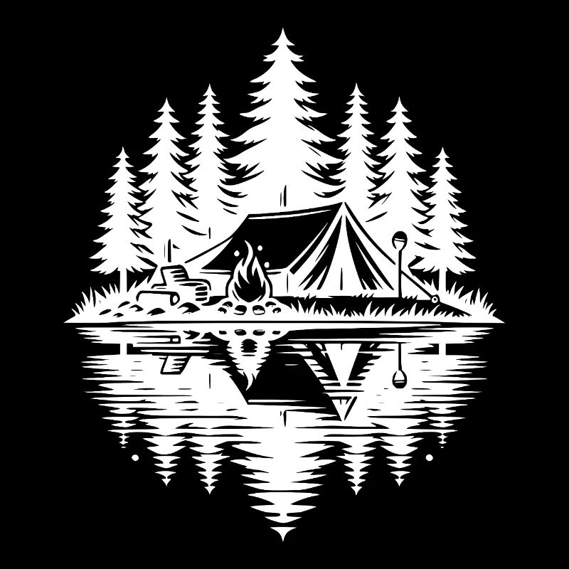 Camping im Wald am Natur See