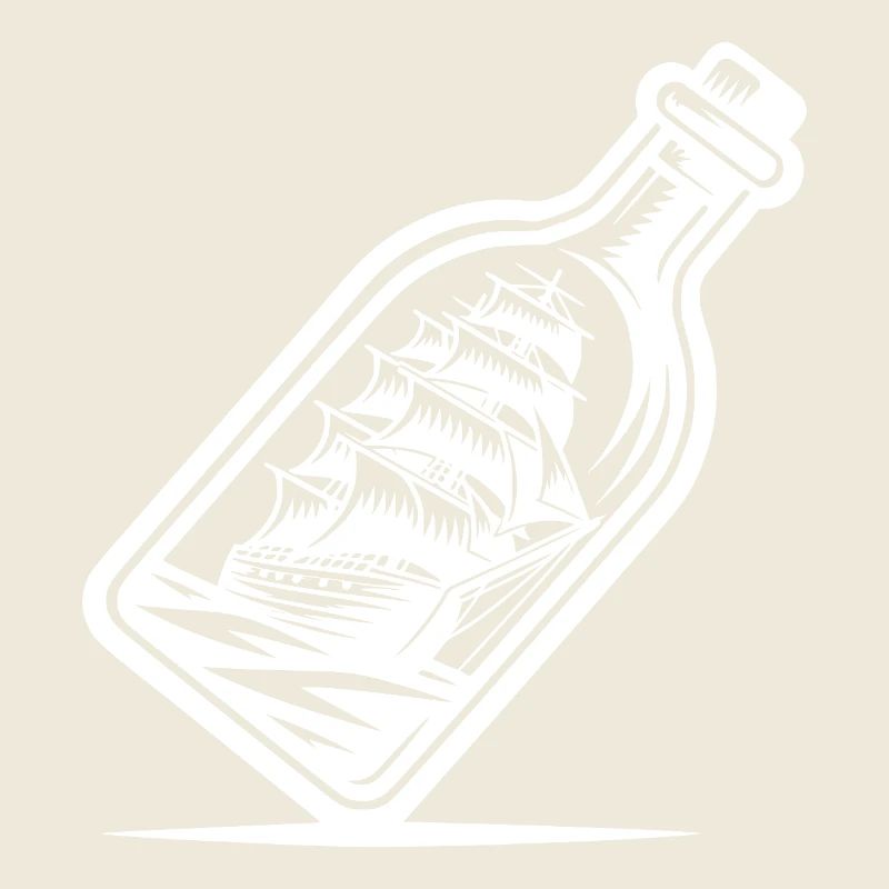 Bottle ship Sailing ship with set sails