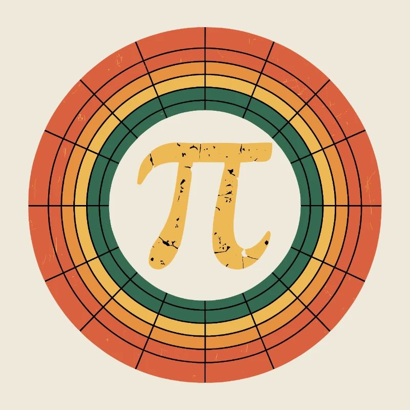 Retro Style Pi Tag Geometric Pattern Art