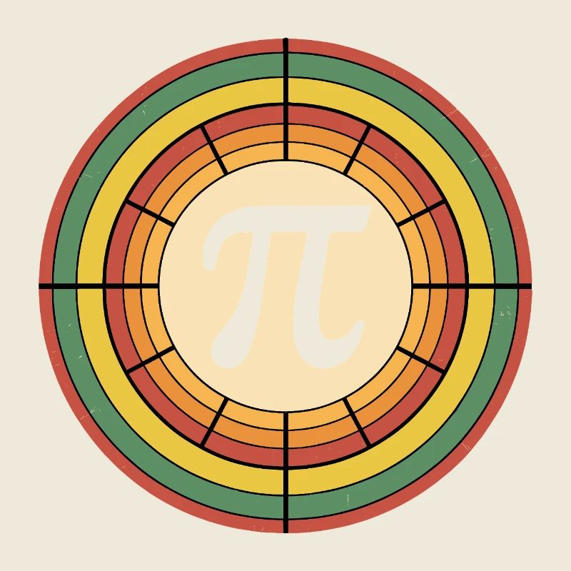 Retro Style Pi Tag Geometric Pattern Art