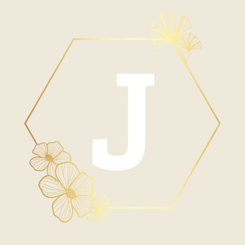 Letter j Gold Floral Frame