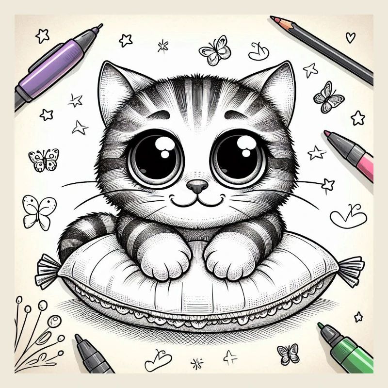 Dessin de chat mignon