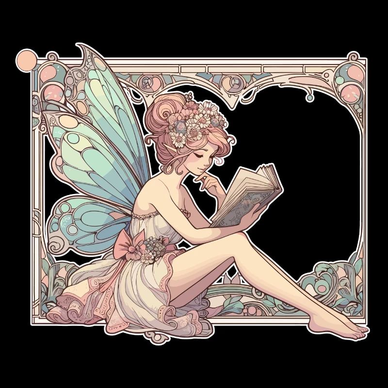 Buch Bücher Lesen Fee Elfe Art Nouveau Geschenk