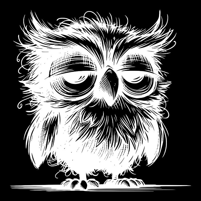 Morning grouch owl with feathers and style