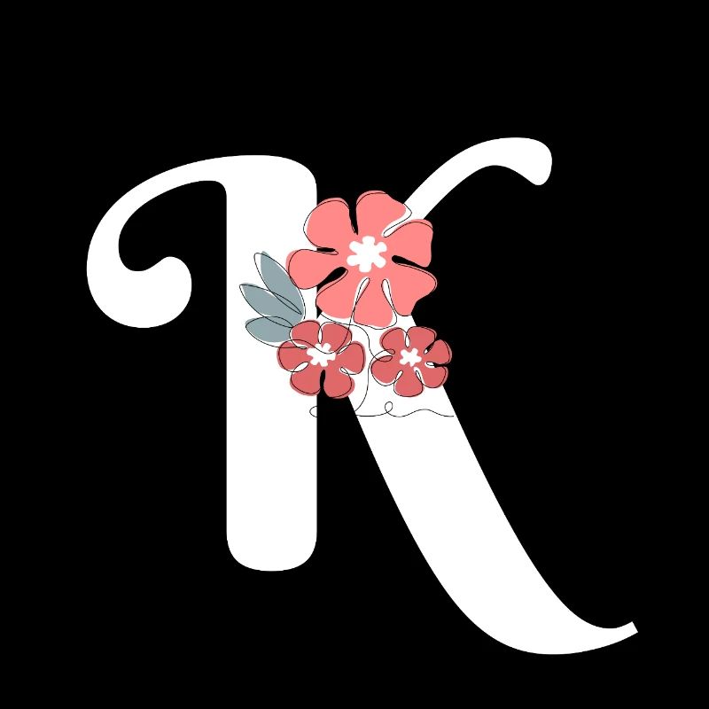Lettre k fleurs minimalistes